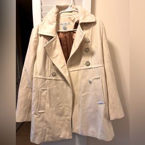 Kenneth Cole Knee Length Peacoat Size 8 Color: Cream